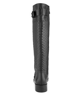 Leather Quilted Long Biker Boots with Stretch Zip & Insolia Flex® Image 2 of 5