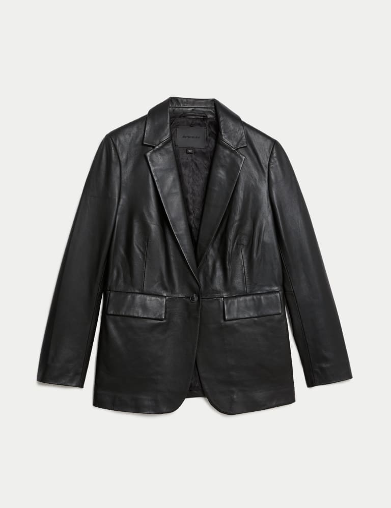 Leather Relaxed Single Breasted Blazer Autograph M S
