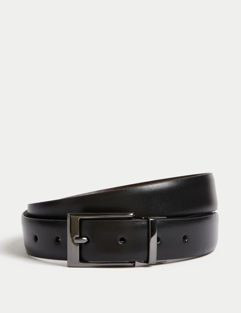 Black Leather Suit Belt With Metal Cross on the Buckle