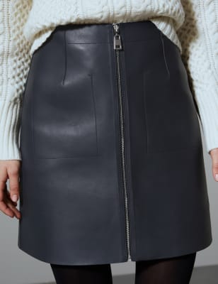 Marks and spencer sale black leather skirt