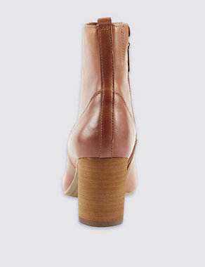 Leather Round Block Heel Ankle Boots with Insolia® Image 2 of 5