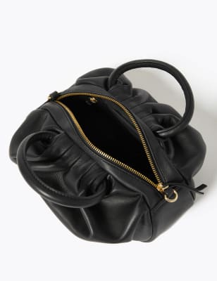 Leather ruched online bag