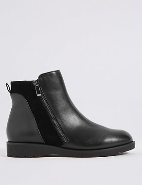 Leather Side Zip Ankle Boots Image 2 of 6