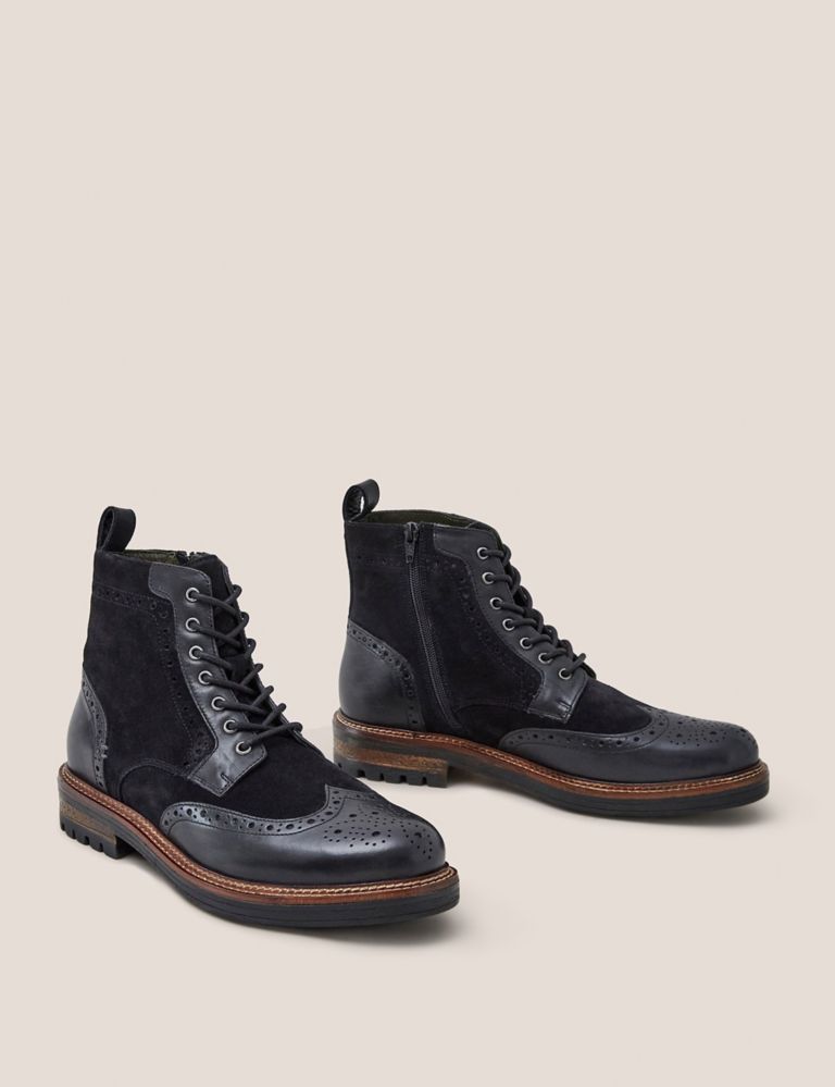 Leather Side Zip Brogue Boots 5 of 5