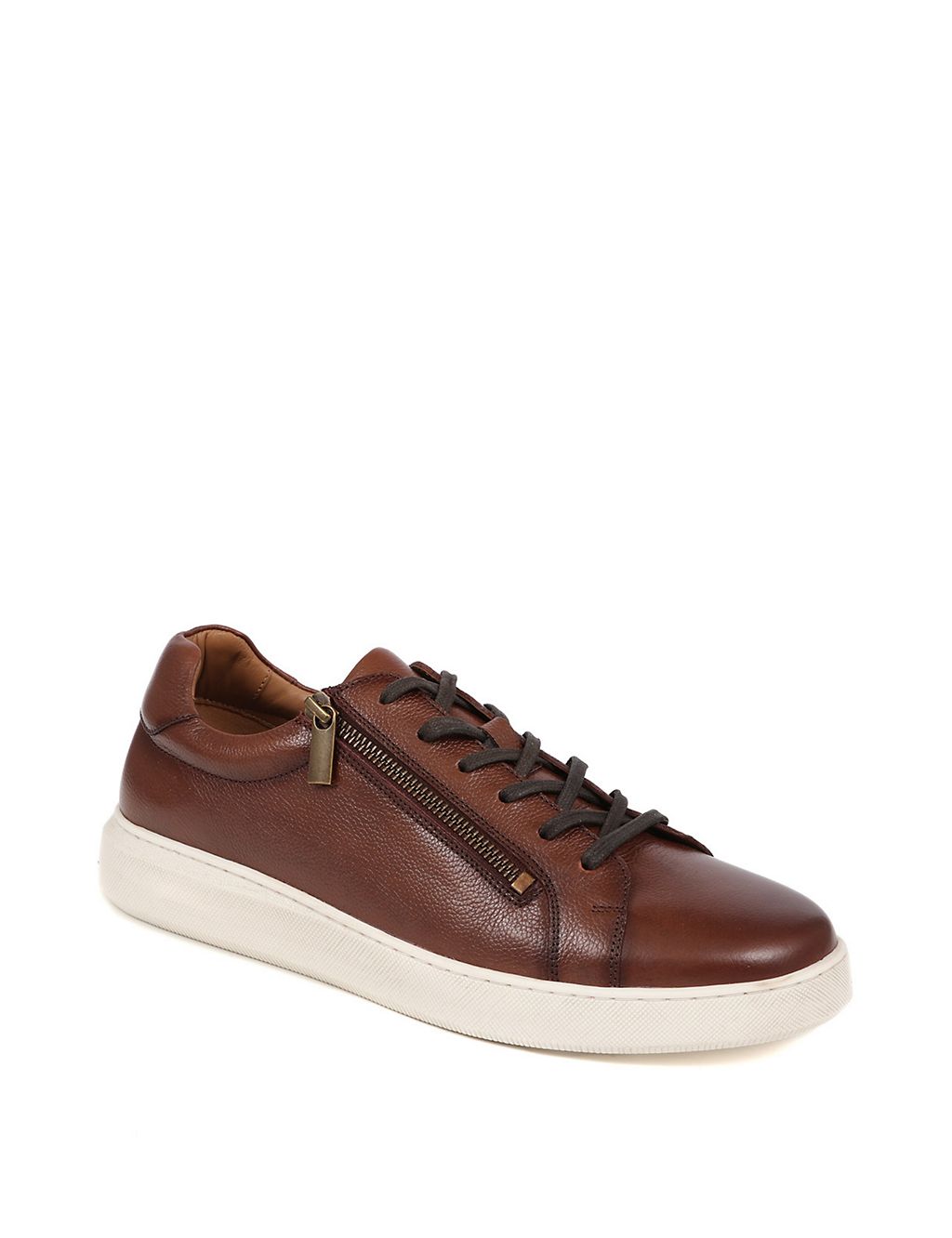 Leather Side Zip Lace Up Trainers 6 of 7