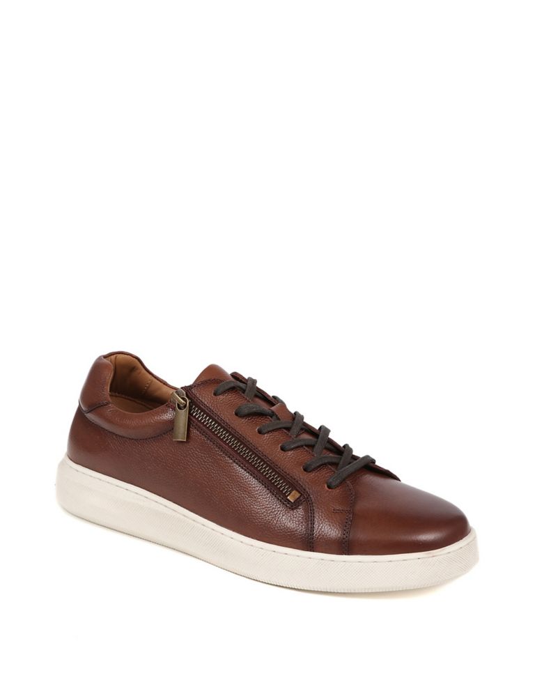 Leather Side Zip Lace Up Trainers 4 of 7