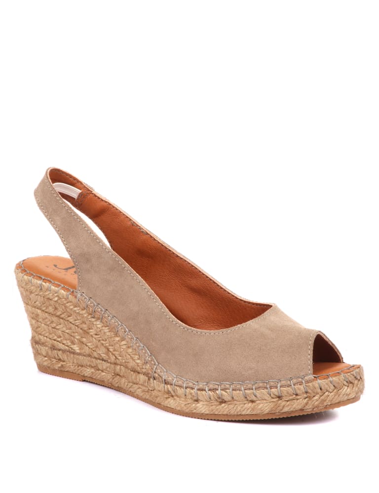 Leather Slingback Wedge Espadrilles
