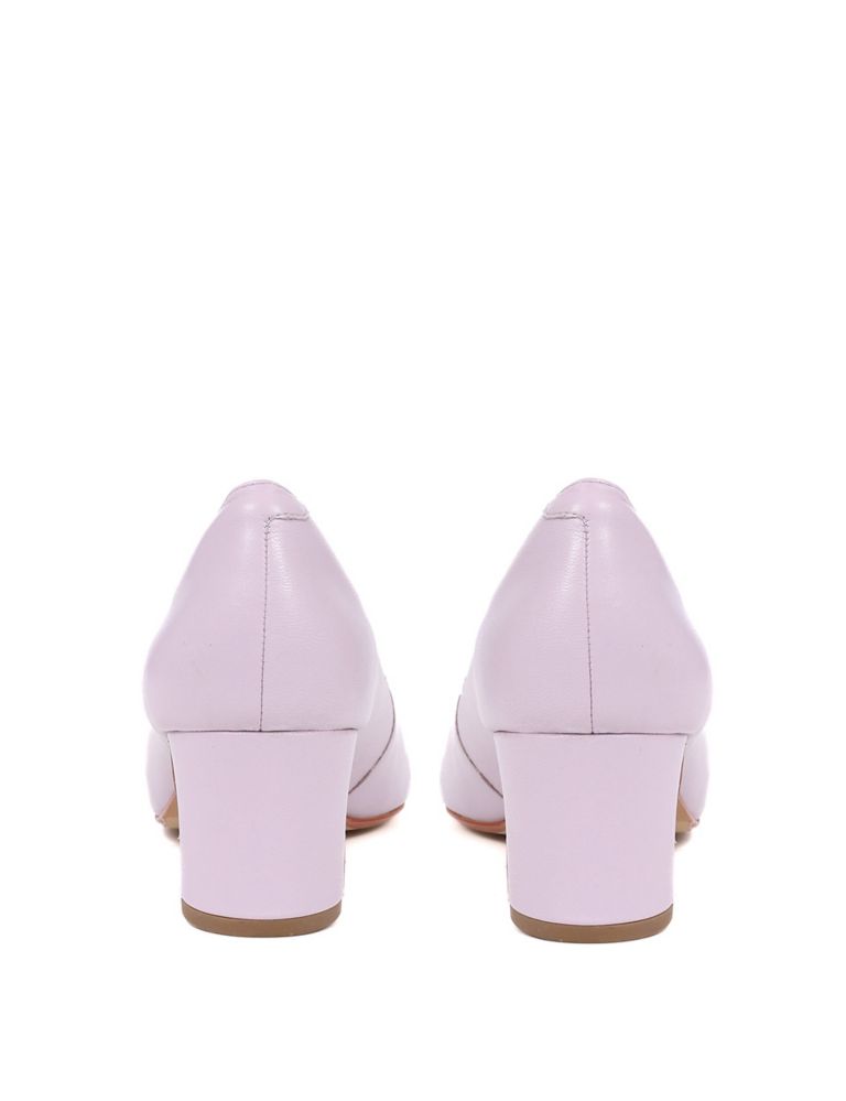 Leather Slip On Block Heel Court Shoes 6 of 7