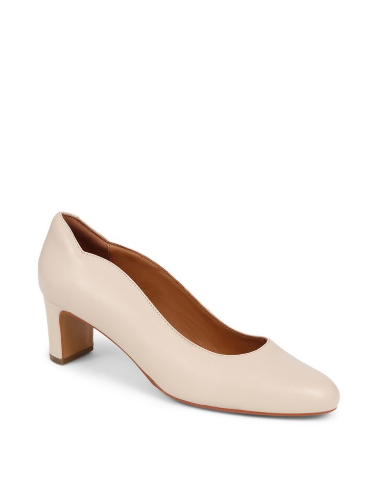 Leather Slip On Block Heel Court Shoes 4 of 7