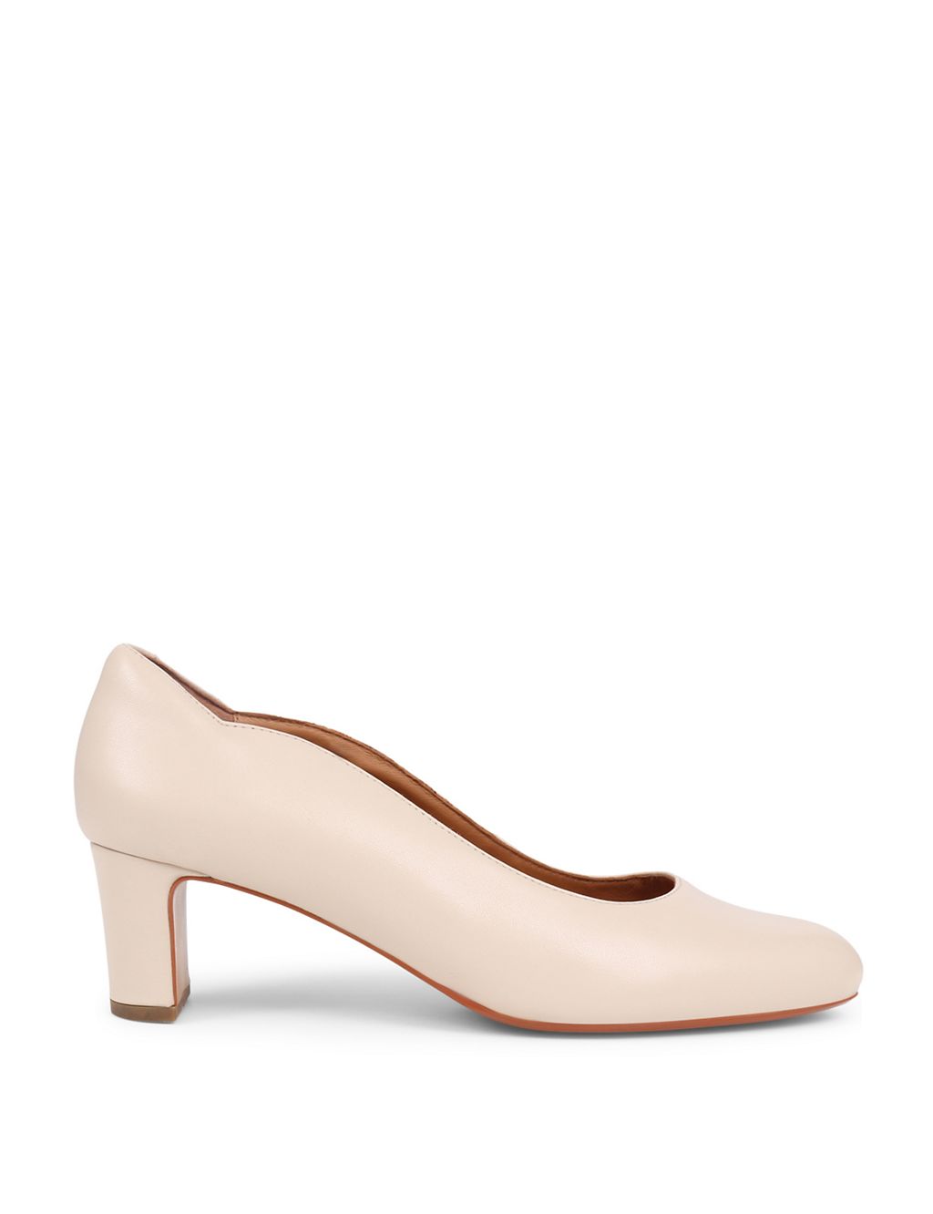 Leather Slip On Block Heel Court Shoes 1 of 7