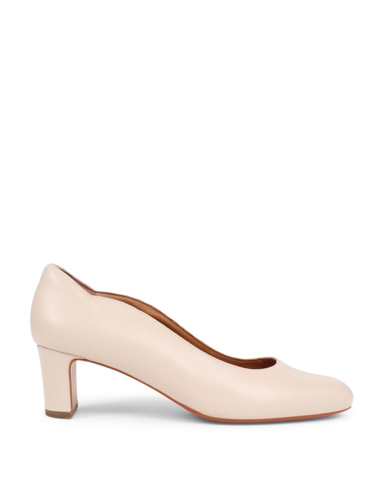 Leather Slip On Block Heel Court Shoes 3 of 7