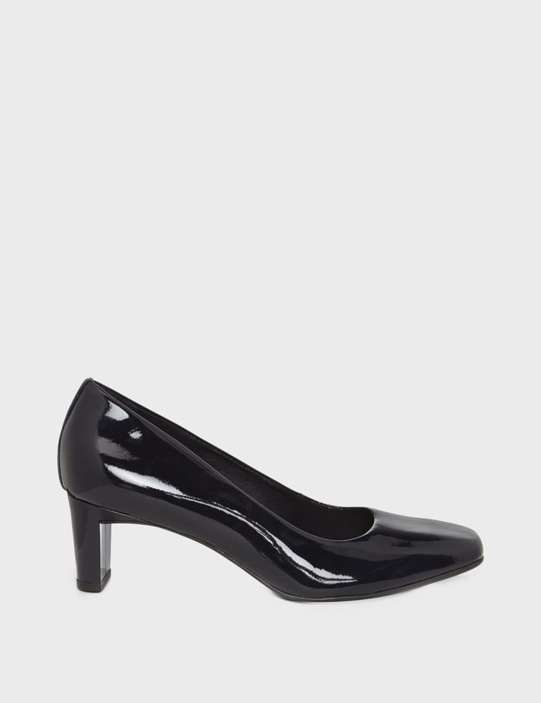 Leather Slip On Block Heel Court Shoes 1 of 6