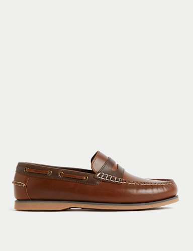 Leather Slip-On Boat Shoes 1 of 4