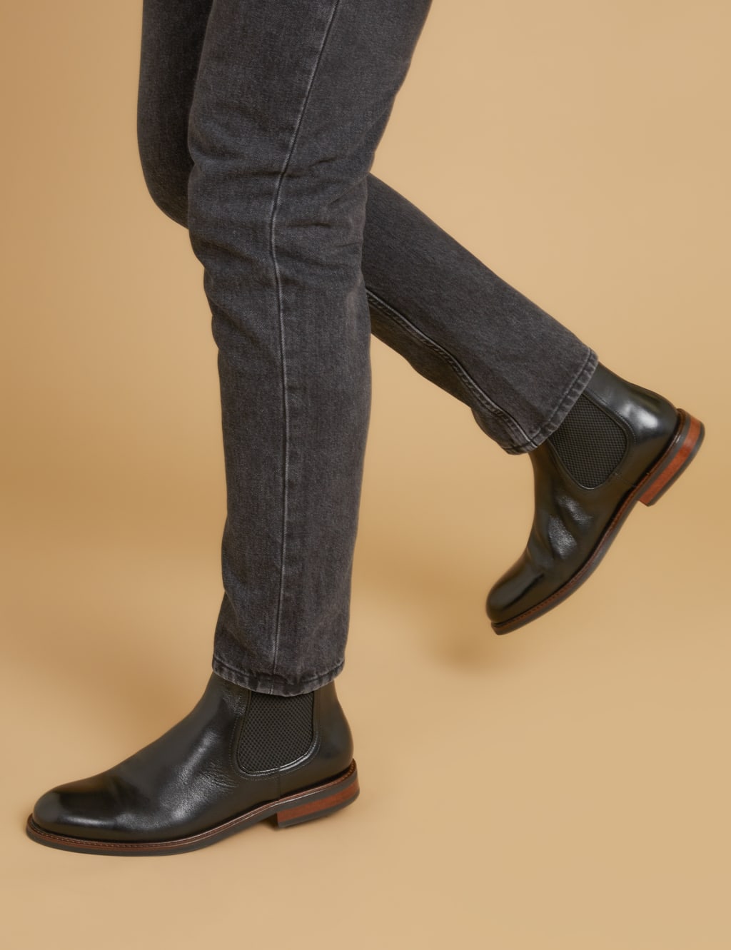 Leather Slip On Chelsea Boots