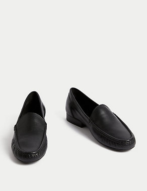Leather Slip On Flat Loafers Image 2 of 3