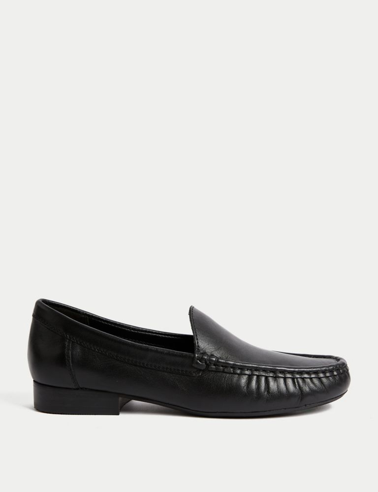 Leather Slip On Flat Loafers 1 of 3