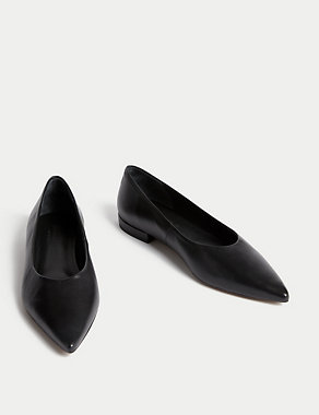 Leather Slip On Flat Pointed Pumps Image 2 of 3