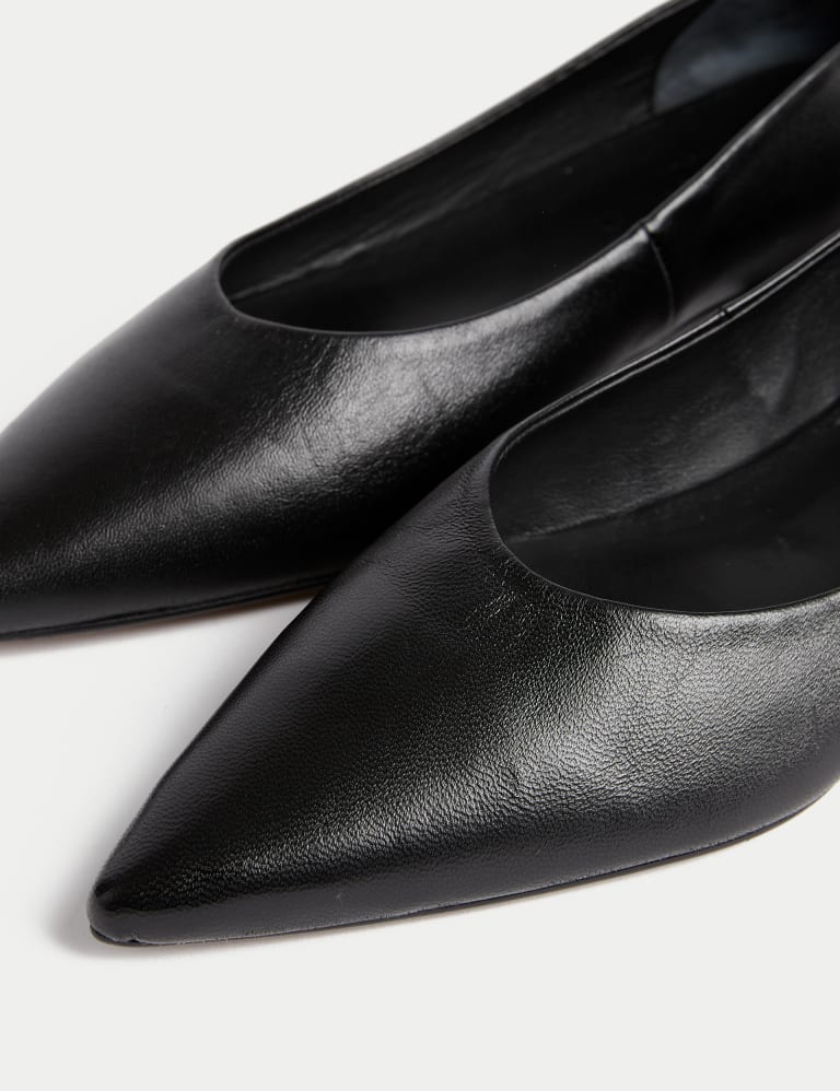 Black leather slip on pumps 2025