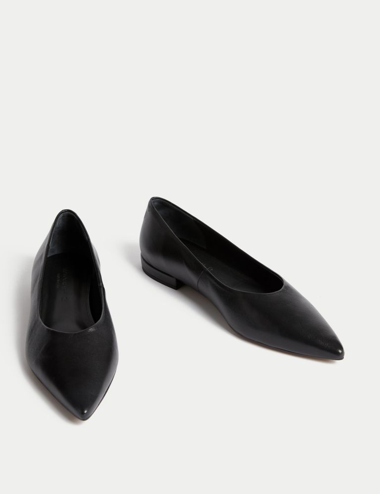 Leather Slip On Flat Pointed Pumps 2 of 3