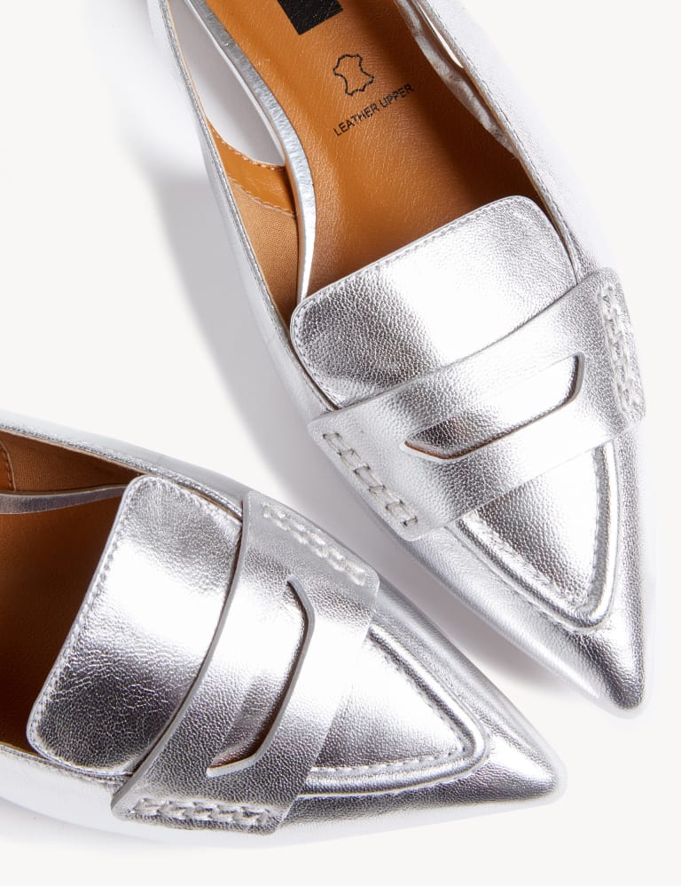 Leather Slip On Flat Slingback Shoes