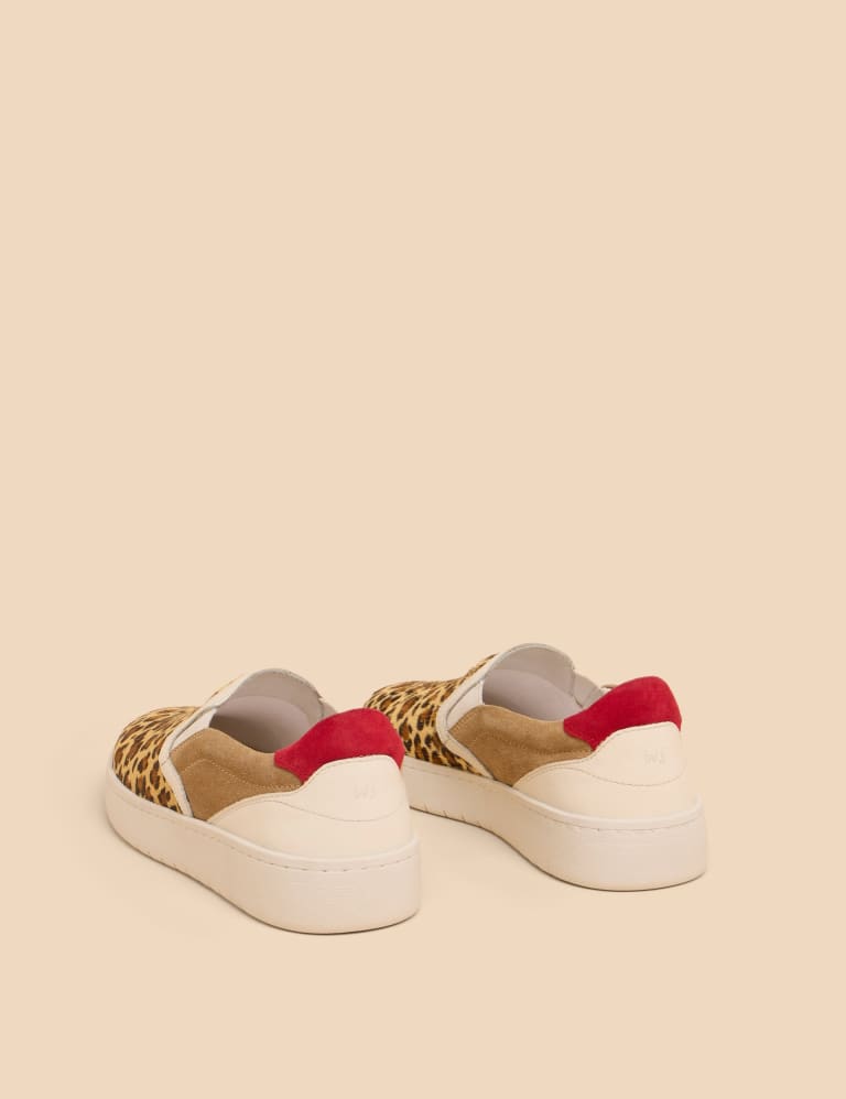 Leather Slip On Leopard Print Trainers