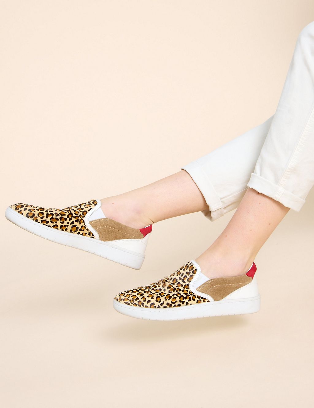 Leather Slip On Leopard Print Trainers 5 of 5