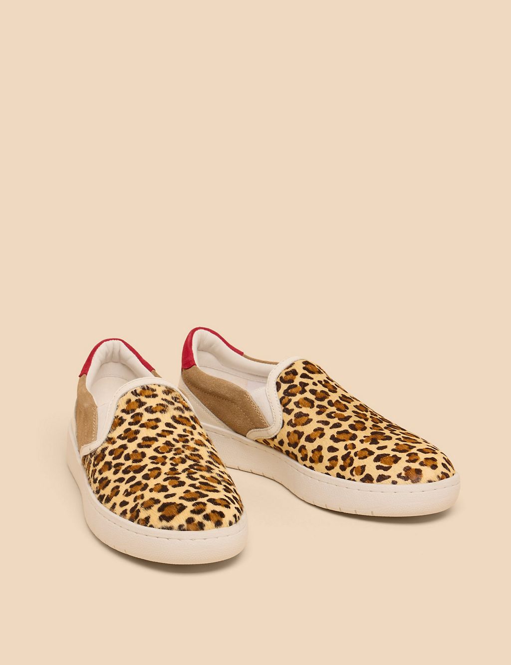 Leather Slip On Leopard Print Trainers 1 of 5