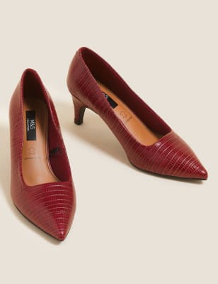 red pointed court shoes