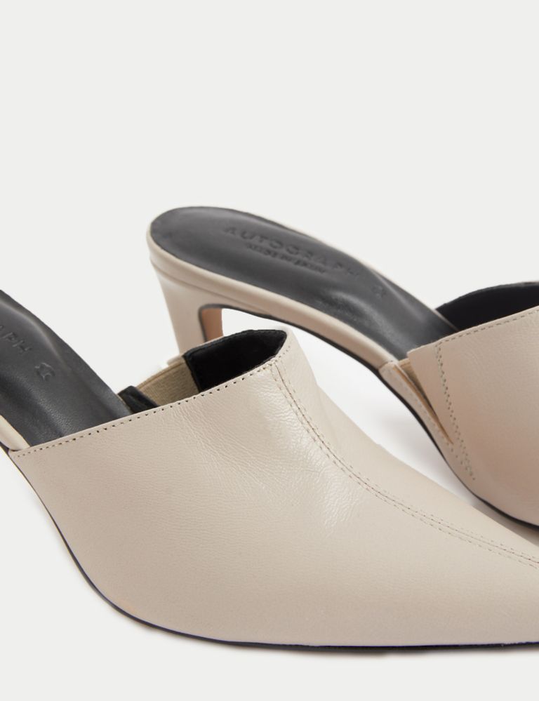 Leather Slip On Stiletto Heel Pointed Mules 3 of 3