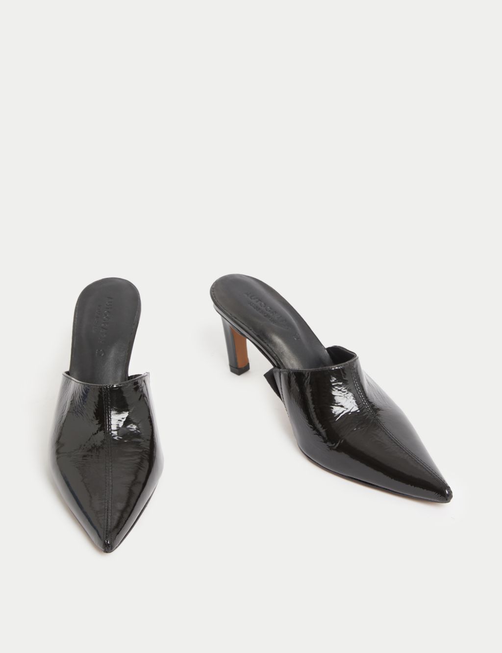 Leather Slip On Stiletto Heel Pointed Mules 1 of 3
