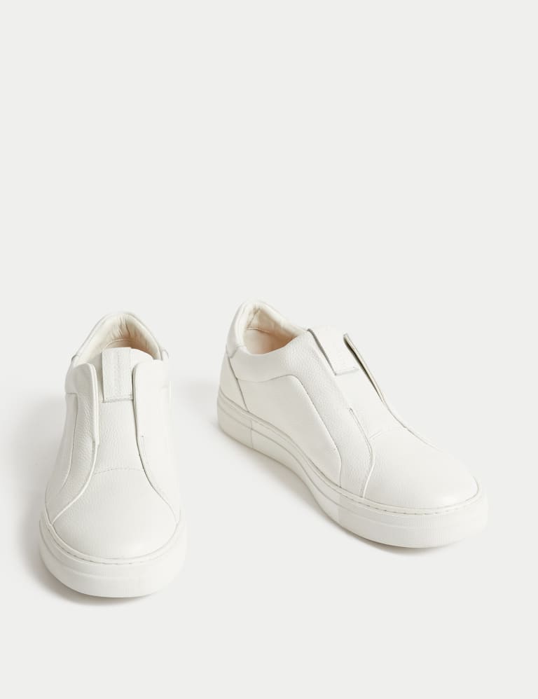 White leather slip on trainers store