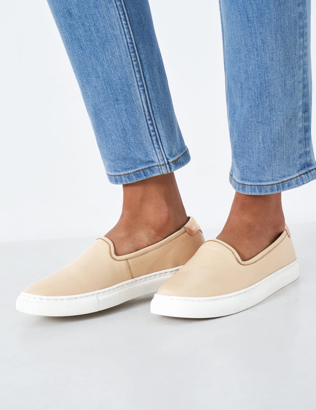 slip on leather trainers womens