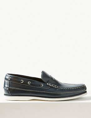 Leather Slip-on Boat Shoes Image 2 of 5