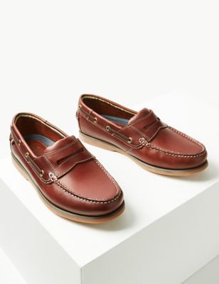 Leather Slip-on Boat Shoes with 