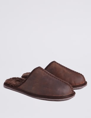 m&s mens slippers leather