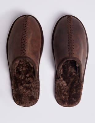 m&s mens slippers leather