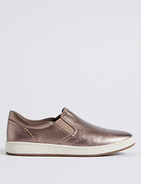 Leather Slip-on Slab Sole Trainers Image 2 of 6
