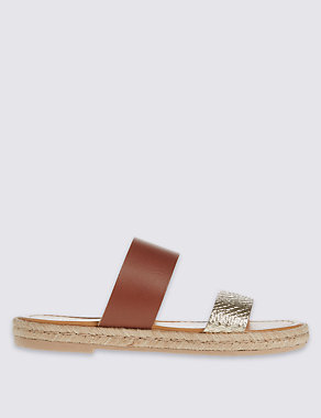 Leather Slip-on Two Band Sandals Image 2 of 6