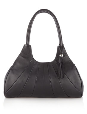 Leather Soft Pleated Apron Shoulder Bag Image 2 of 6