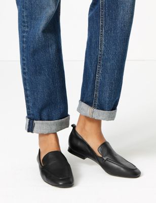 Leather Soft Square Toe Loafers