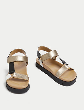 Leather Sporty Ankle Strap Footbed Sandals Image 2 of 3