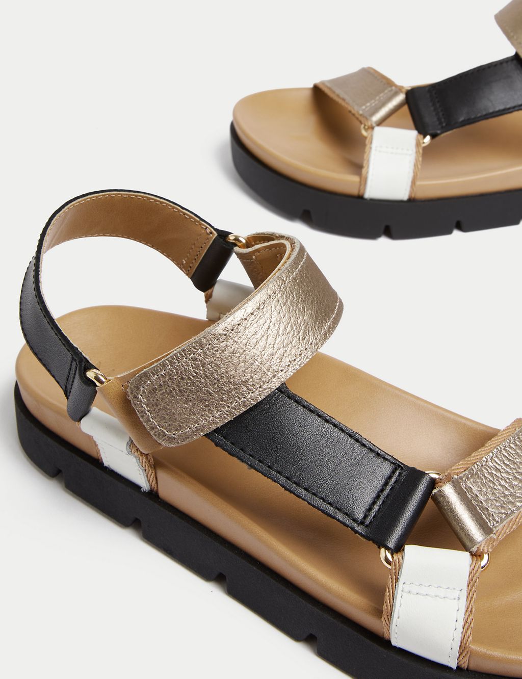 Leather Sporty Ankle Strap Footbed Sandals 2 of 3