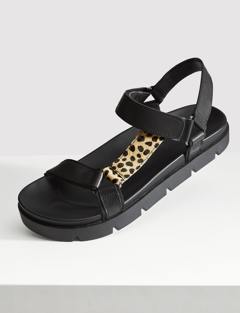 Leather Sporty Ankle Strap Footbed Sandals 3 of 4