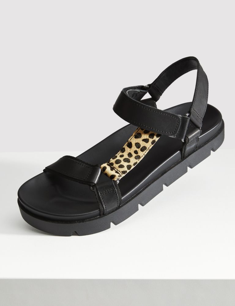 Leather Sporty Ankle Strap Footbed Sandals 1 of 4
