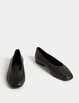 Leather Square Toe Ballet Pumps Image 2 of 3