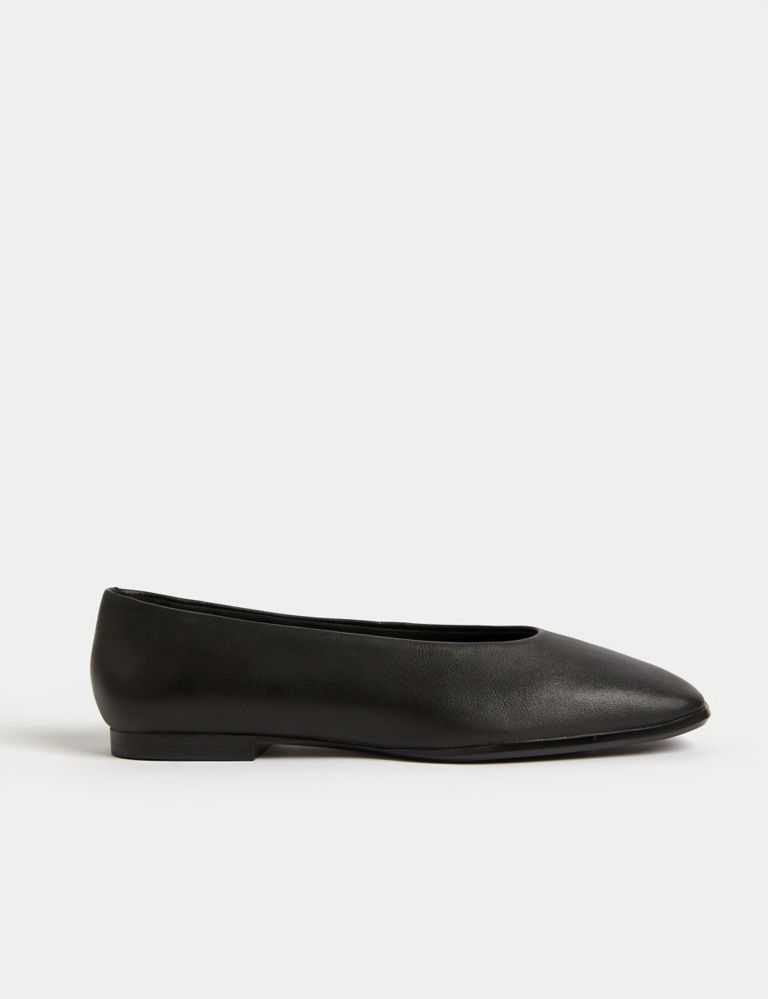 Leather Square Toe Ballet Pumps 1 of 3