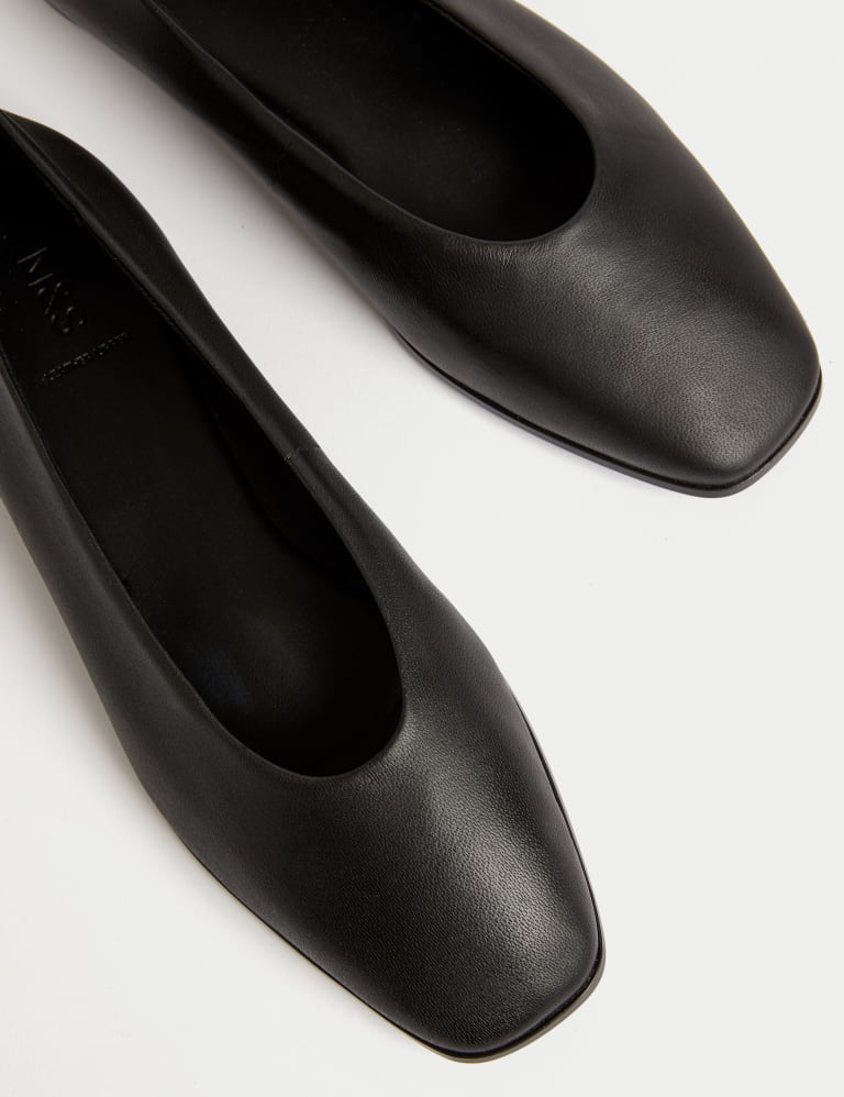 M&s leather high cut ballerina pumps hotsell