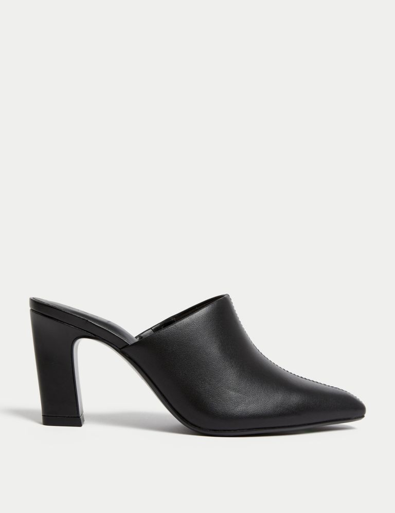 Leather Statement Heel Pointed Mules 1 of 3