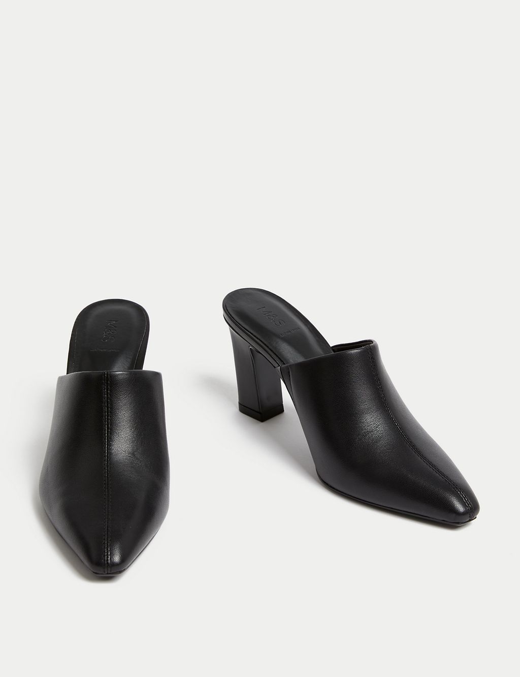 Leather Statement Heel Pointed Mules 1 of 3