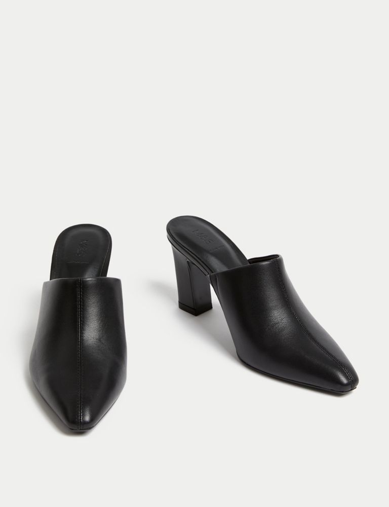 Leather Statement Heel Pointed Mules 2 of 3